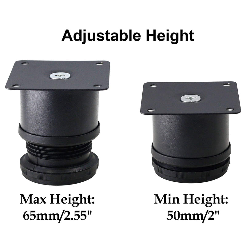 Set of 4 Stainless Steel Furniture Legs 2 Inch, Adjustable Round Cabinet Legs 2" Dia Kitchen Feet, Metal Replacement Legs for Cabinet Sofa Couch Shelves Table (Black) Black