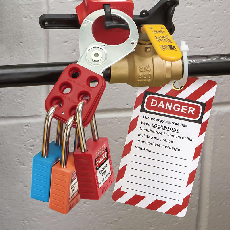 Lockout Tagout Kit with Red Safety Padlocks, Hasps Set, Loto Tags, Bag, Electrical Lock Out Tag Out Kits, Keyed Different, 2 Keys Per Locks 2 locks loto kit-Keyed Different