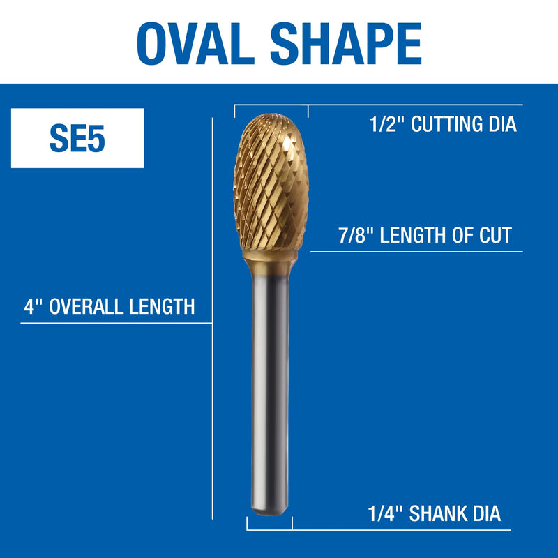 Champion Cutting Tool SE5 Double Cut TiN Coated Carbide Bur