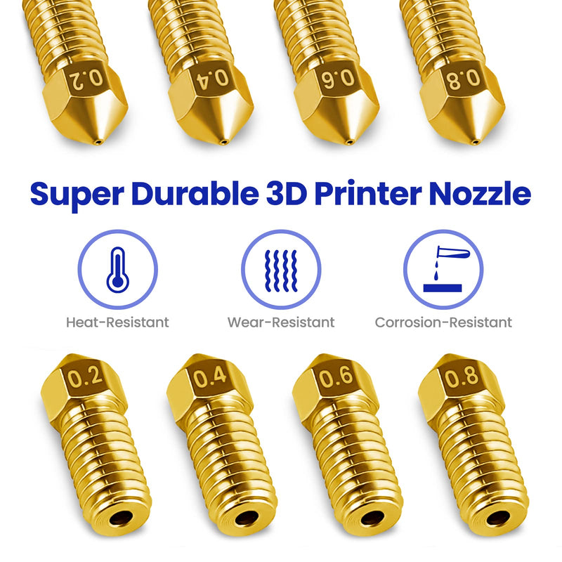 3D Printer Nozzles 12 pcs M5/M5C Nozzle, Park Sung Brass Nozzles with High Temperature Resistance Upgraded Fully Fit for AnkerMake M5/M5C Ender 3 V2 Ender 3/3 pro,0.2mm,0.4mm, 0.6mm, 0.8mm Nozzle Kit Mixed size 12 pack-brass - NewNest Australia