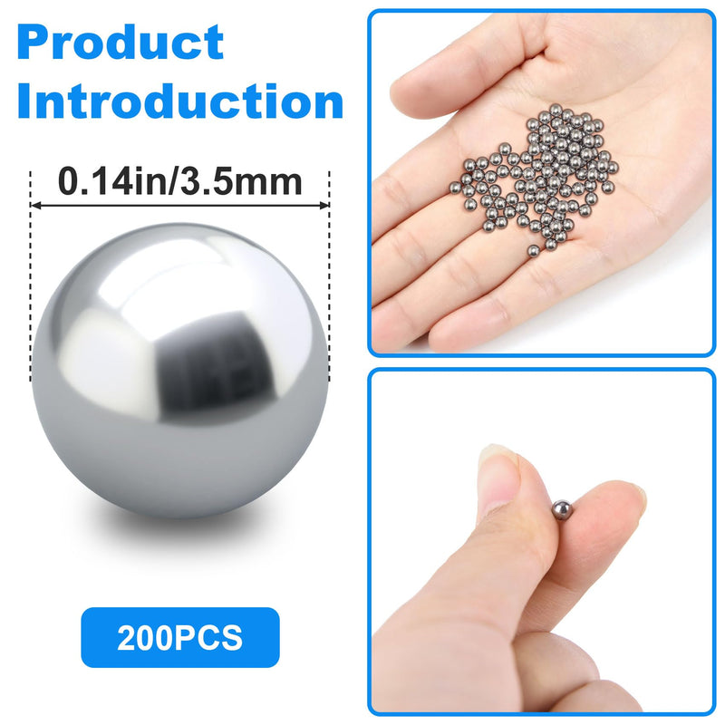 PAGOW 200 Pcs Paint Mixing Balls Nail Polish 316 Stainless Steel Bearing Balls, 3.5mm/apr. 0.14” [200pcs] 3.5mm