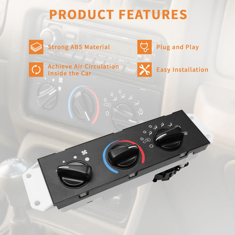 55037473AB HVAC A/C Heater Control Panel Switch Replacement for Jeep Wrangler TJ 1999 2000 2001 2002 2003 2004 with Blower Motor Switch Replace HS-373, BL101