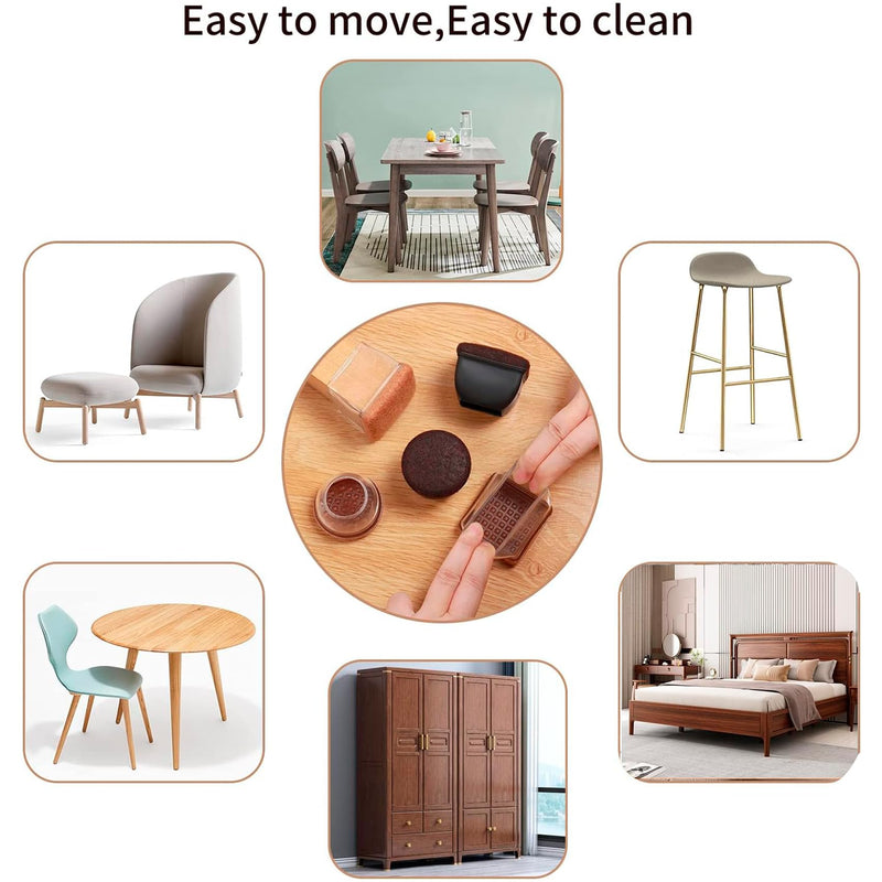 16PCS Extra Large Chair Leg Floor Protectors, Felt Furniture Pads for Hardwood Floors, Square Clear Sofa Bed Dining Table Chair Leg Covers to Protect Floors and Prevent Scratches & Noise(Fit:1.5"-2") XL-16PCS-(Fit:1.5-2 inch)-Clear