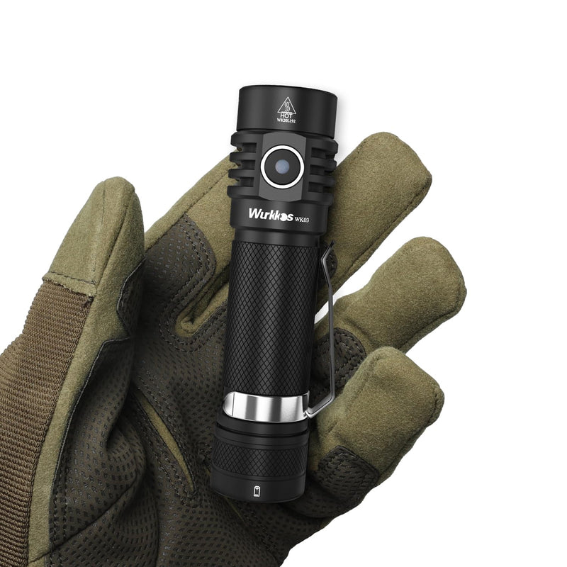 Wurkkos Flashlight WK03-1800 High Lumen Flashlight,SST-40 LED 90CRI 217M 6000K IP68 Waterproof LED Flashlight,EDC Pocket Flashlights 5 Modes for Camping,Home,Emergencies WK03-6000K-3