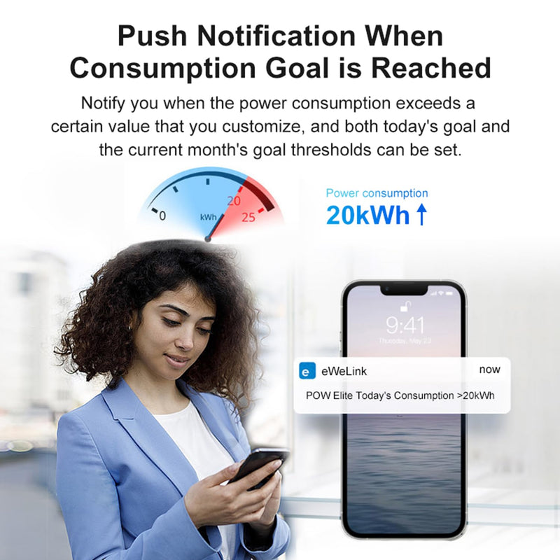 WiFi Smart Energy Monitor: Smart Power Meter, Real-Time Power Consumption Tracker with Remote Control, Track Voltage & Current via eWeLink App, Smart Home Electricity Usage Analyzer for Home Office