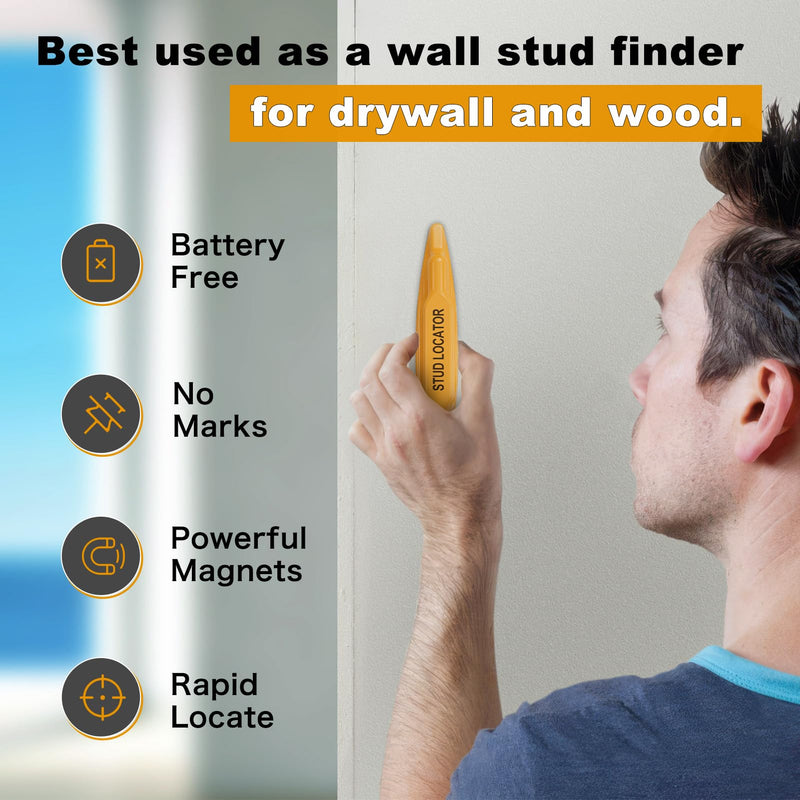 2 PCS Stud Finder, Magnetic Stud Finder Easy to Use, No Batteries Required, Rapid to Locate Screws, Nails, Metal Studs Through Drywall and Wood - Powerful Magnet Stud Finder