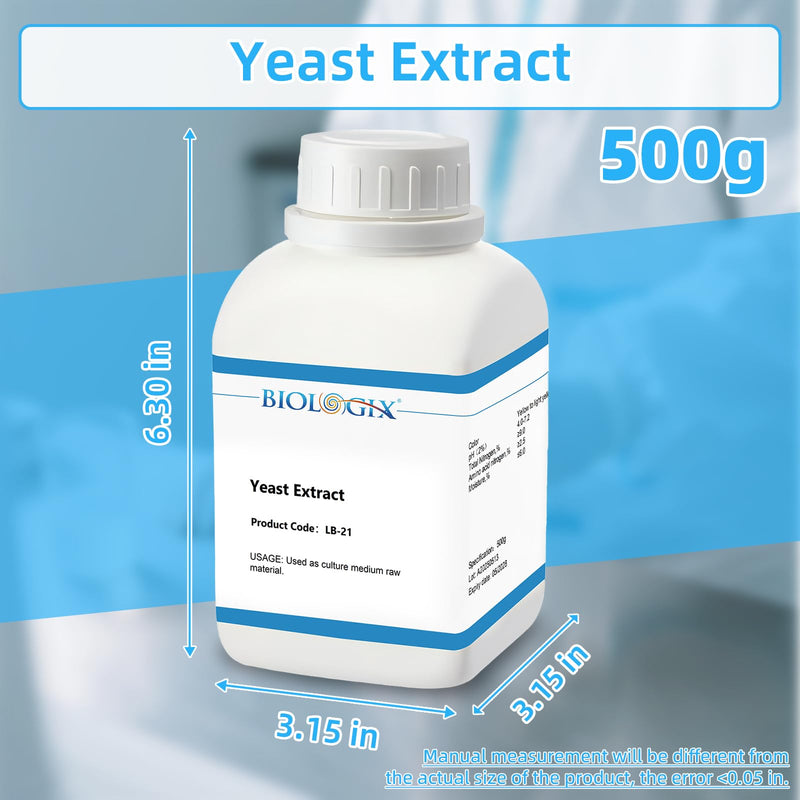 Yeast Extract Medium, Industrial Grade Nutrient Culture Medium, Yeast Extract Media Powder for Laboratory Bacterial Culture, Mycology, 500g/Bottle(1.1 lb.) Yeast Extract, 500g 1