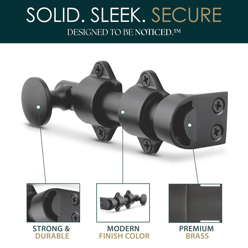 Mega Handles Dutch Door Bolt - 4 Inch Heavy Duty Slide Bolt Latch, Easy to Install Slide Latch for Dutch Doors, Suitable Slide Bolt for Toy Boxes, Cabinets, Pantry Doors and More - Matte Black 1 Pack
