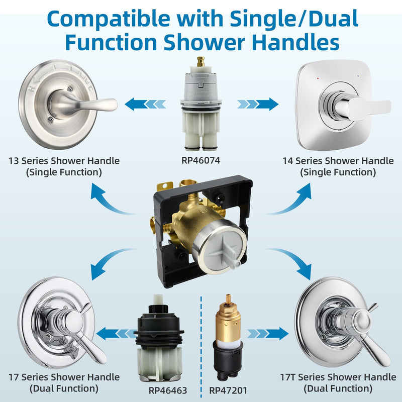 R10000-UNBX Shower Valve Replacement Delta MultiChoice Universal Shower Valve Body for Tub Faucet and ShowerHead, Fits Single/Dual Function Shower Handle Trim Kits, Without Screwdriver Stops R10000 UNBX
