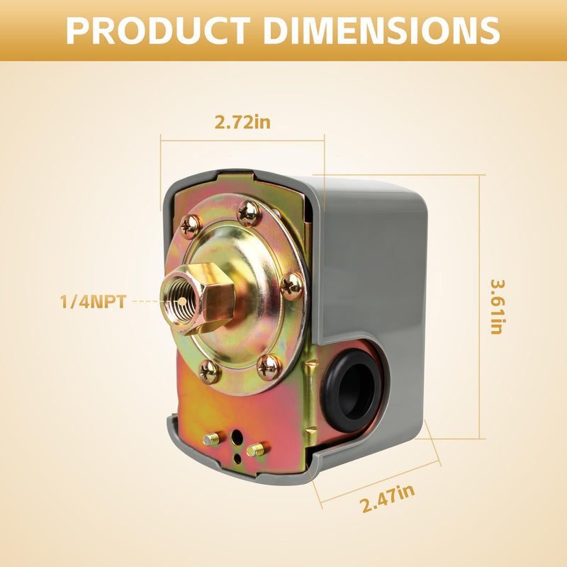 40-60 PSI Well Pump Pressure Switch, 1/4" NPT Adjustable Differential | Fits Air Compressors & Well Pumps, Direct Replacement for 9013FSG2J24, Prevents Short Cycling, 240V Compatible Easy Install