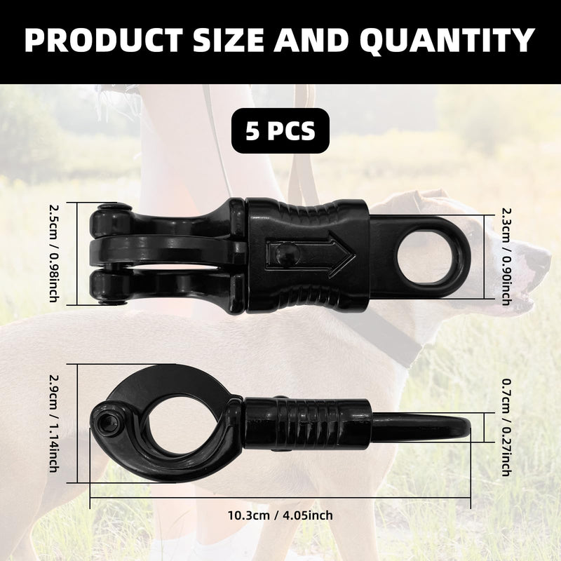 5 Pack Panic Snap Quick Release, Panic Snap with Fixed Eye Zinc Alloy Panic Snap Quick Release Paracord for Get Back Whips, Saddles (Black)