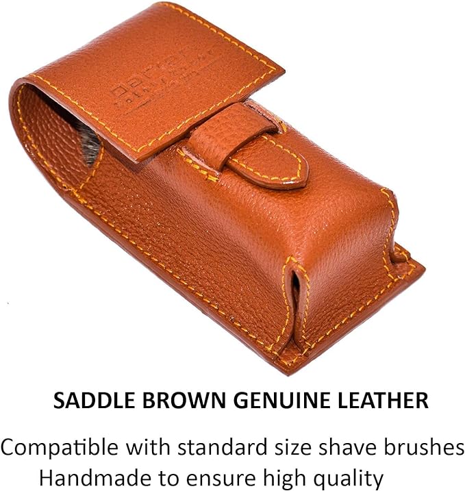 Parker Safety Razor Genuine Leather Travel Shaving Brush Case (Saddle Brown) - NewNest Australia