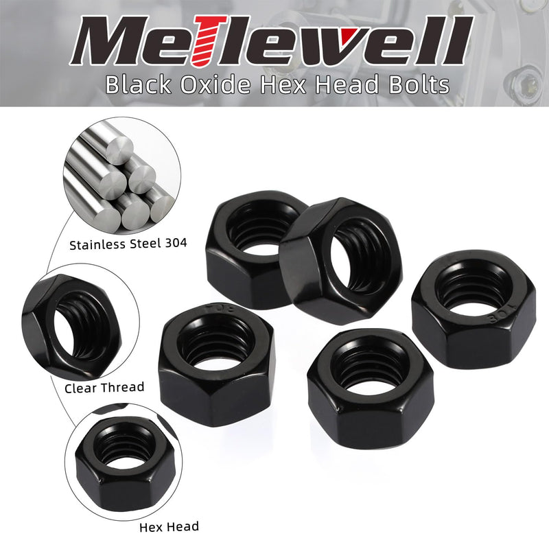 #10-24 Hex Nuts, Stainless Steel 304 Hex Nut, Black Oxide Finish, Quantity 100 #10-24 (100 PCS)