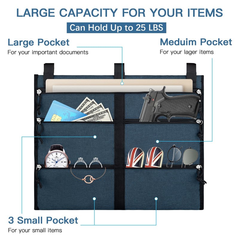 Hanger Diversion Safe for Money Cash, Bukere Secret Safe Pocket for Home, Travel, College Dorm, Large Zipper Pouch, Great for Storing Money, Jewelry, Passport, Document Marine Blue