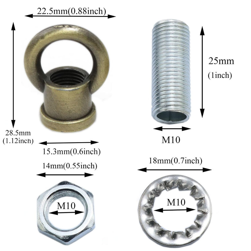 yukata Ring nut Ring nut Eye nut lamp nut lamp nut lamp Hook,M10 Thread Bronze Ring Hanging lamp 4 Set
