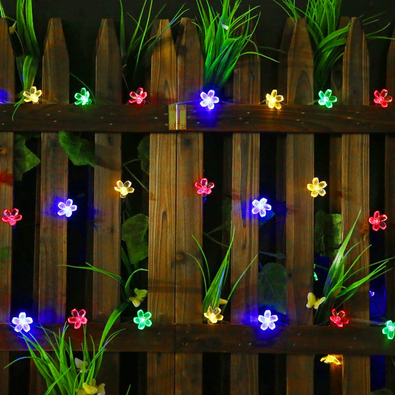 ITICdecor Solar String Flower Lights Outdoor Waterproof 50 LED Fairy Light Decorations for Garden Fence Patio Yard Christmas Tree, Lawn, Party (Multi-Colored) Multicolor