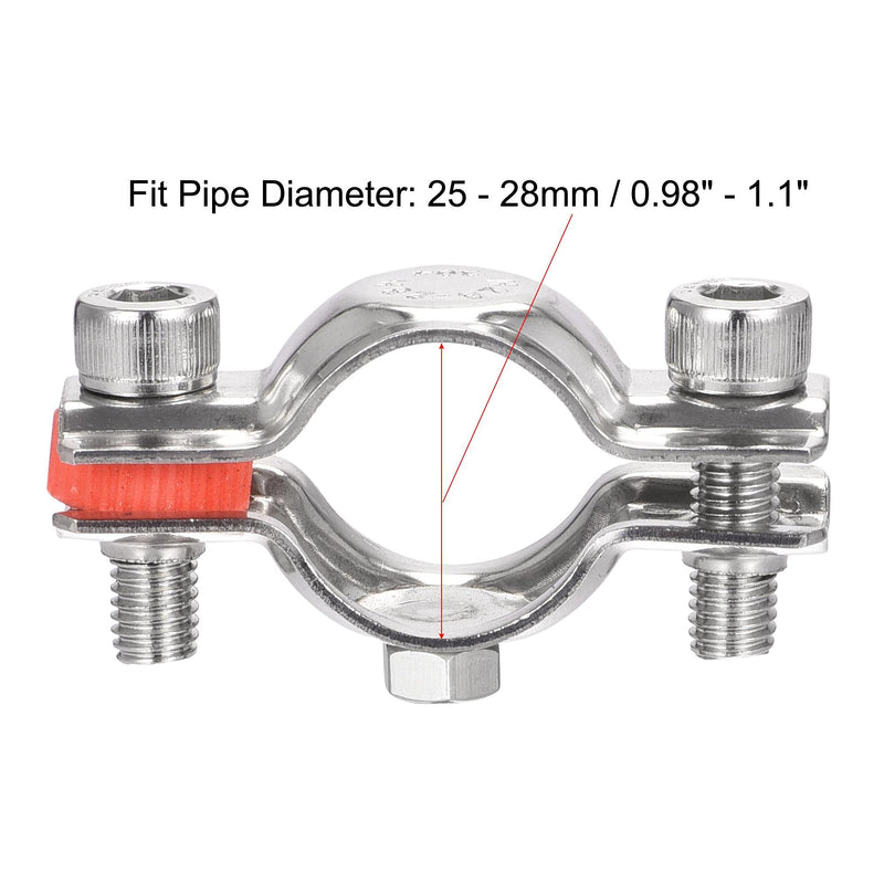 uxcell Wall Ceiling Mount Pipe Supports, 304 Stainless Steel Adjustable Pipe Bracket Clamp for 25-28mm Pipe 2pcs 25 - 28mm