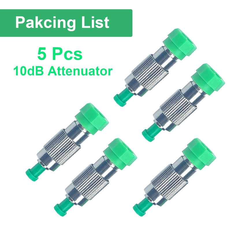 5Pcs 10dB FC-APC Fiber Optic attenuator, Fiber Signal Attenuation Converter, FC Ferrule Inserts Connector