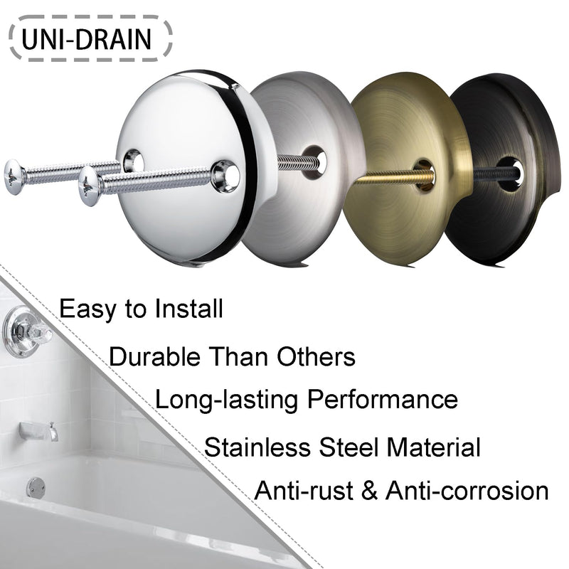 Universal Bathtub Overflow Drain Face Plate 2 Hole Tub Overflow Drain Plate Matching Screws(Brushed Brass) Brushed Brass
