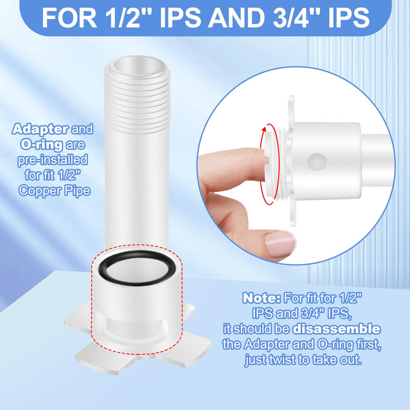 Dreyoo Four in One Tub Spout Adapter, Bathtub Faucet Spout Adapter Slip Fit for Copper, Universal Fits 1/2'' Copper Pipe, 1/2'' IPS and 3/4'' IPS, Tub Spout Diverter Repair Kit with Assembly Tool