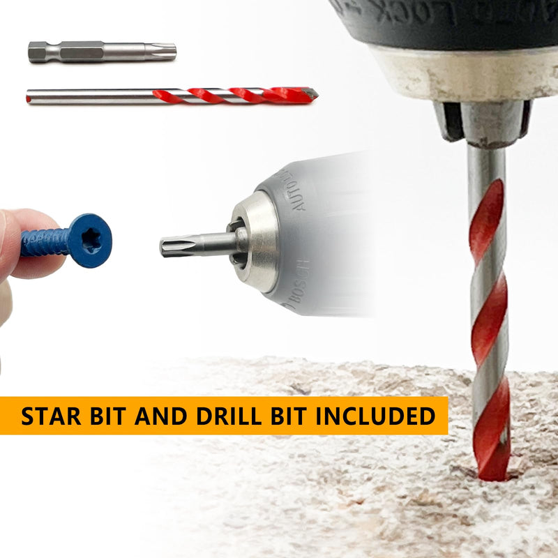 3/16" x 1-1/4" Concrete Screws, Anchoring to Masonry, Brick, Block, Cement or Stucco, 50PCS 3/16''x1-1/4'' 50
