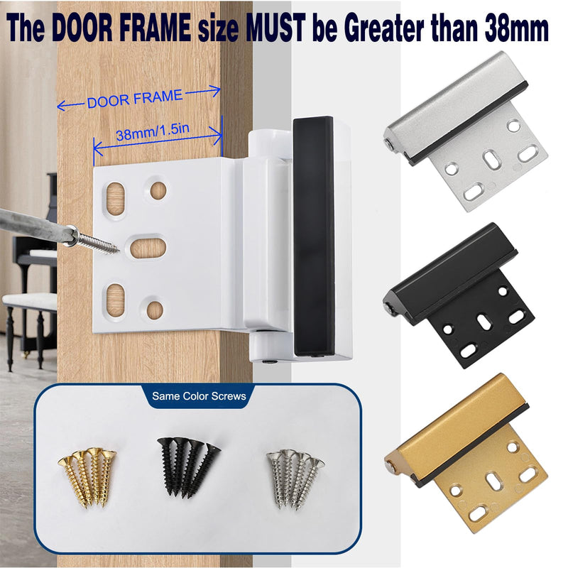 Home Security Door Lock,Childproof Door Reinforcement Lock,with 3" Stop Withstand 800 lbs,for Inward Swing Doors,Night Kids Safety Metal Flip Lock Deadbolt Latch (2, Black) 2