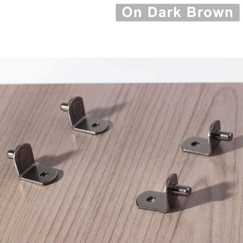 5mm Shelf Pegs L-Shaped Cabinet Support Pins Bracket Style Clips for Bookcase Kitchen Closet Shelves Holders,16 PCS Gun Metal 5mm