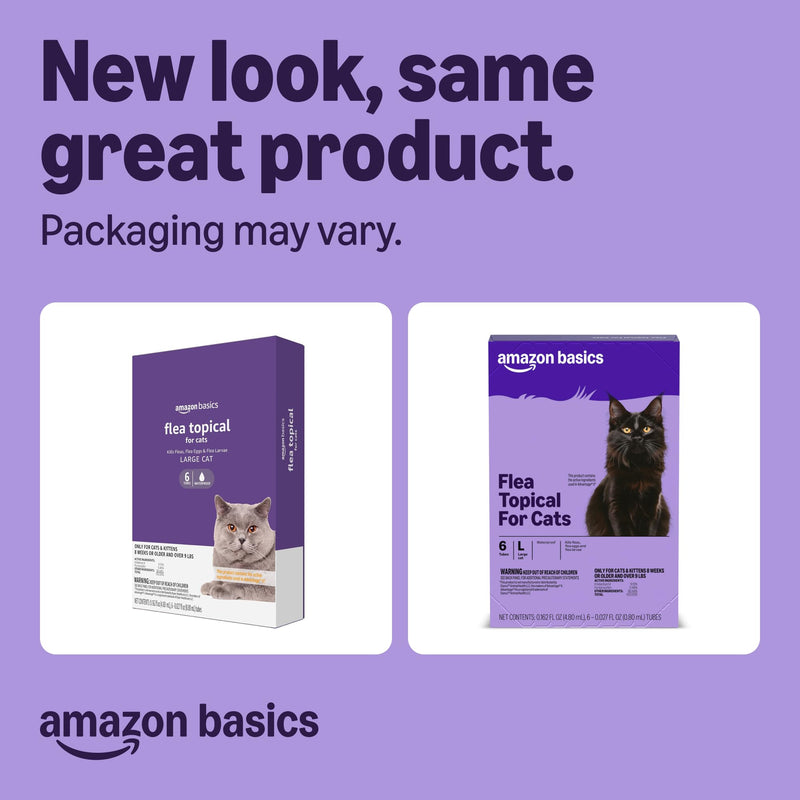 Amazon Basics Preventative Topical Flea Treatment and Prevention for Large Cats (Over 9 Pounds), Kills Fleas Within 12 Hours, 6 Count