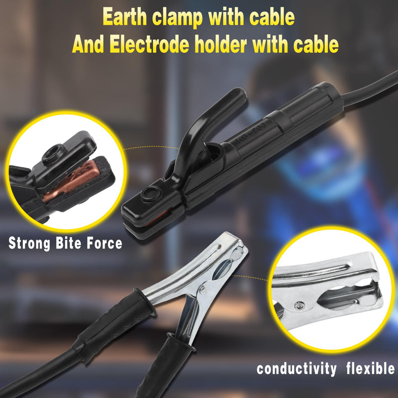 MMA/ARC Welding Electrode Holder Lead Welding Ground Clamp 1.5m ARC MMA With Welding Cables, Din 10-25 Connector
