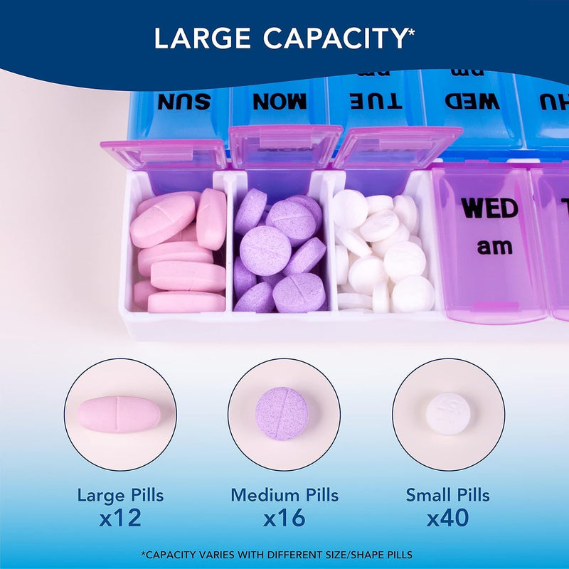Apex Twice-A-Day Medicine Pill Organizer with Ultra Pill Cutter & Splitter with Retracting Blade Guard, Vitamin Organizer, Medication Travel Case and Medicine Splitter for Medication Management