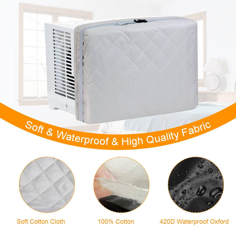 Demao Indoor Air Conditioner Cover, Cotton Filled Grey Window AC Cover - Indoor Use Only, Premium Dust Protection with Double Layer Fabric-25 "× 18" × 3.5 ",Washable with Water for Repeated Use. 25"W×18"H×3.5"D