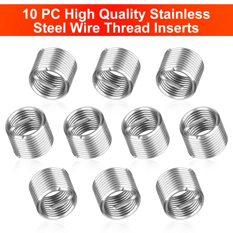 Thread Repair Kit M10 X 1.25mm, Metric Thread Repair Insert Kit Compatible Hand Tool Set for Damaged Thread and Auto Repairing Metric,M10×1.25mm
