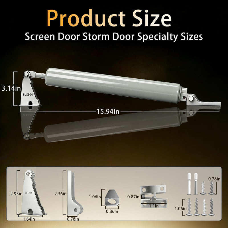 Screen Door Closer, Storm Door Closer,304 Stainless Steel Material,Lasts for 20+ Years, specifically Designed for Screen Doors and Storm Doors, 1 Pack