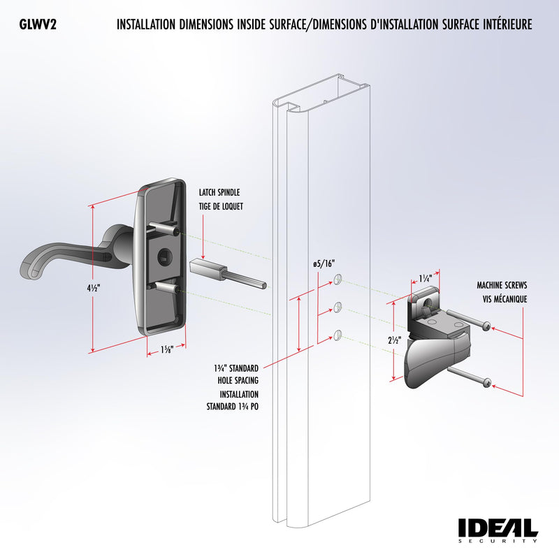 Ideal Security GL Lever Handle Set for Storm Doors and Screen Doors, Storm Door Handle Replacement, Screen Door Handle, Satin Nickel