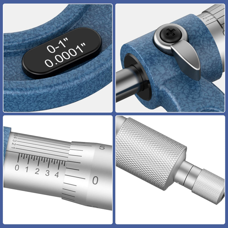 HDLNKAK Vernier Caliper 0.001", Outside Micrometer 0.001" and Stainless Steel Ruler, 0-6 Inch/0-150 mm High Precision Caliper, 0-1" Alloy Precision Micrometer Mechanical Toolkit Set.