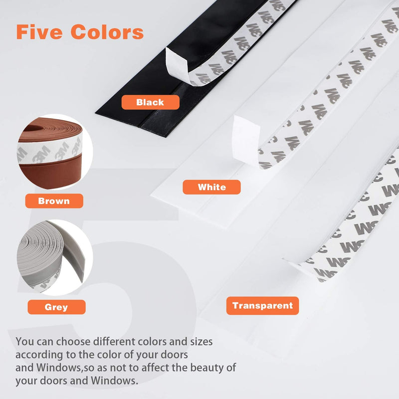 26 Feet Silicone Seal Strip,Door Weather Stripping, Sealing Tape for Door Draft Stopper Adhesive Tape for Doors Windows and Shower Glass Gaps (Transparent, 45MM) TRANSPARENT
