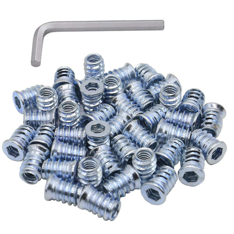 1/4-20 Hex Drive Threaded Inserts for Wood - 40 Pieces 1/4-20 x 15mm