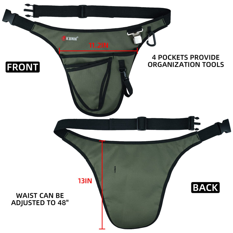 KUNN Garden Tool Belt,Durable Adjustable Tool Belt Waist Pouch with 4 Pocket for Women Men Gardeners Florist Army Green GA01-Army Green