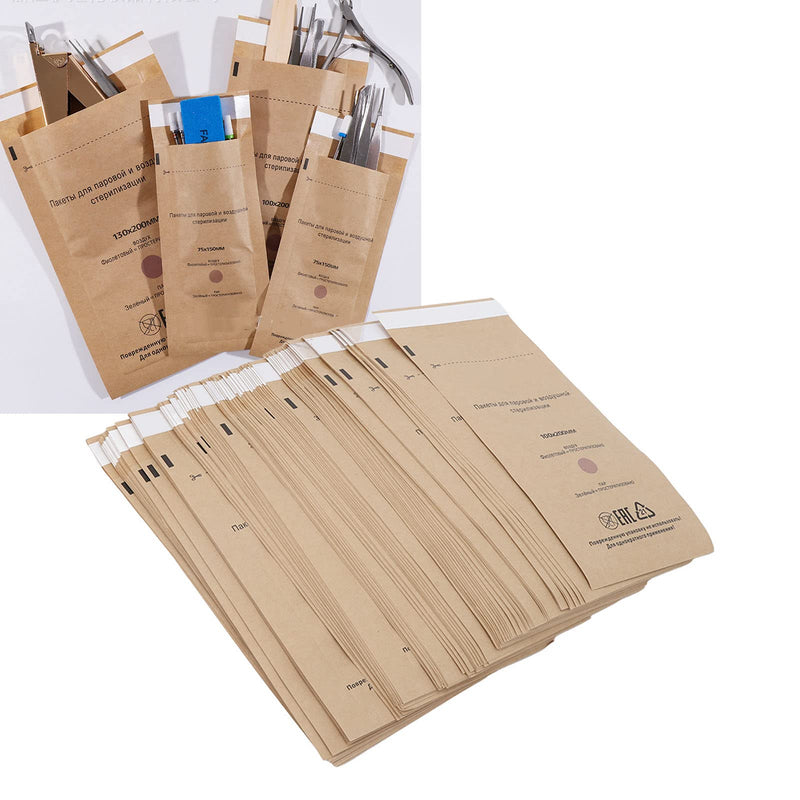 100PCS Pouches, Paper Disposable Bags, Nail Art Cleaning Bag, Self Sealing Cleaning Pouch for Oral Cavity Beauty 100x200mm