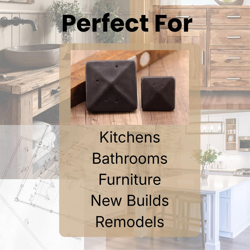 Bedrock Square Knob 1.75", Rustic Bronze, 5-Piece Set 1.75" Knob