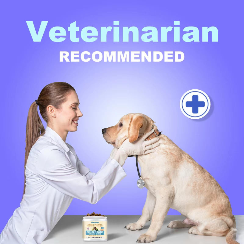 Dog Allergy Relief Chews, Itch Relief, Probiotics for Dogs, Omega-3 Fish Oil, Seasonal Allergy and Itchy Skin Treatment, Immune Support Supplement (120 Chews, Chicken) 120 Chews