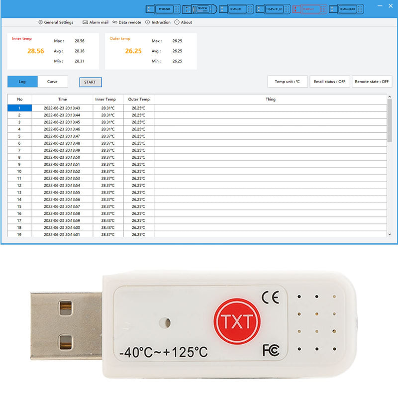 Hilitand TEMPer2 USB Computer Thermometer Inside and Outside,Dual Temperature Sensor Logger, Ambient Temperature Monitoring Data Recorder,Upper Lower Limit Temperature Alarm,for Warehouse/Mall