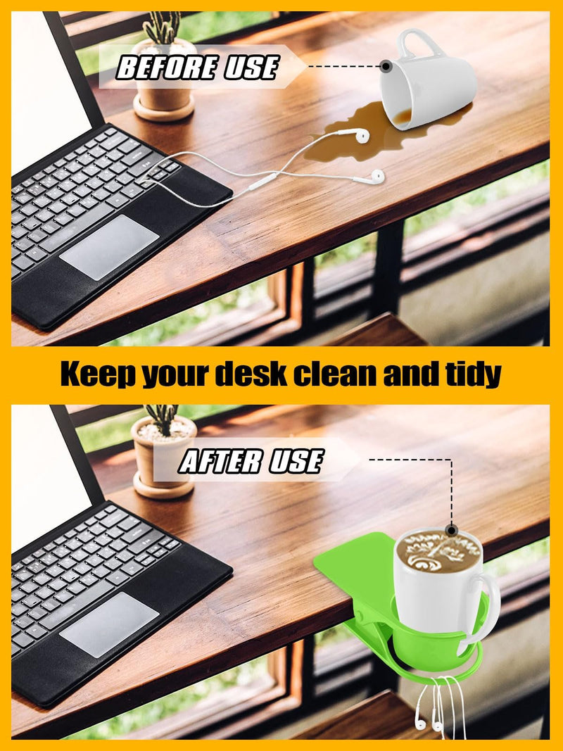 3PCS Drinking Cup Holder Clip Kalolary Chair Desk Bottle Cup Stand DIY Glass Clamp Storage Saucer Clip with Groove for Potted Plant Beverage Coffee Mug Holder Clip for Home Office (Yellow Green Blue) 3PCS Blue Green Yellow