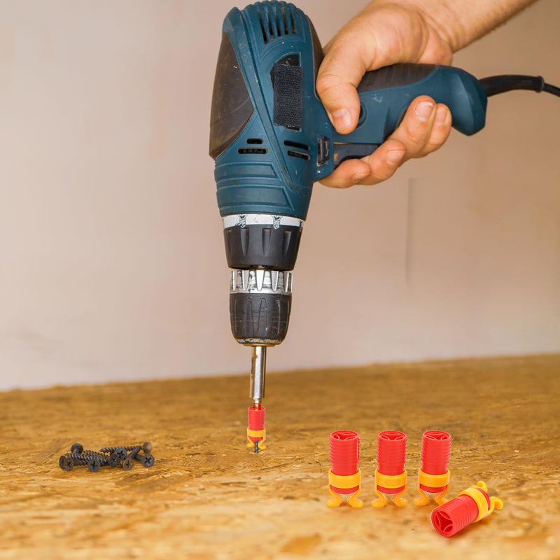 4 Pcs ABS Screw Gripper Holder Clamp Fixing Set for Drill, Fits Screwdrivers Bit Diameter of 6-8mm Holding Tool for Woodworking (Red) - NewNest Australia