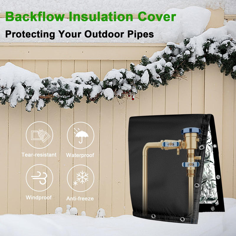 Backflow Preventer Insulated Cover (5˚F) 6-Layer Fabric Pipe Insulation Cover ,for Water Well Pump Covers and Sprinkler Valve Covers Winter Freeze Protection UV Coated (16" W X 20" H) 16"W X 20"H