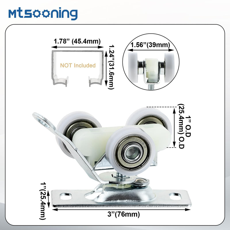 Mtsooning Pocket Door Top Hanger Rollers, 2 Pack Sliding Door Wheels Replacement for Johnson Part 1125 & 1500 Hardware Kit with Pocket Door Wrench and Screws, 200lbs Capacity