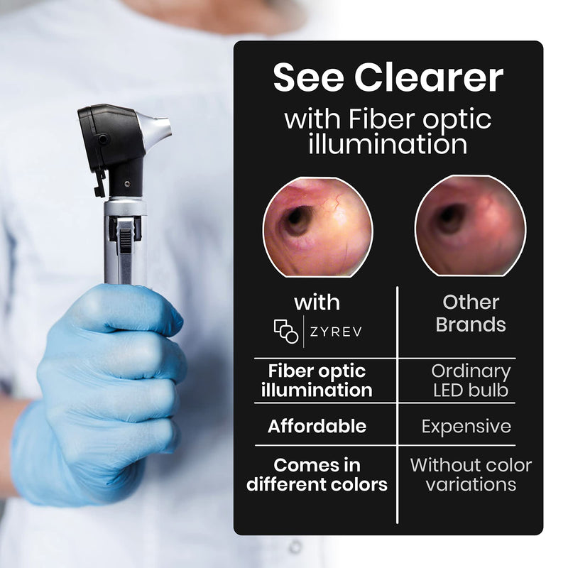 Zyrev ZetaLife Otoscope - Ear Scope with Light, Ear Infection Detector, Pocket Size (Black Color) Black