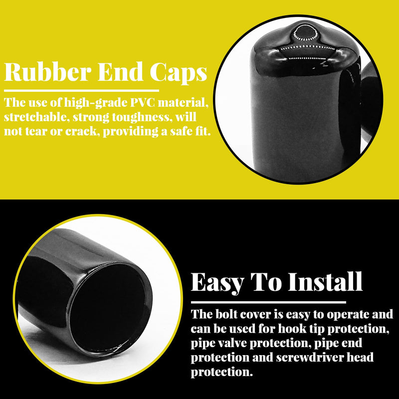 Hordion 100Pcs 5/32 Inch Rubber End Caps, 4mm Rubber Caps Screw Thread Protectors, Black Bolt Screw Vinyl Caps, Round Tube Bolt Cap Cover Thread Protectors Safety Cover