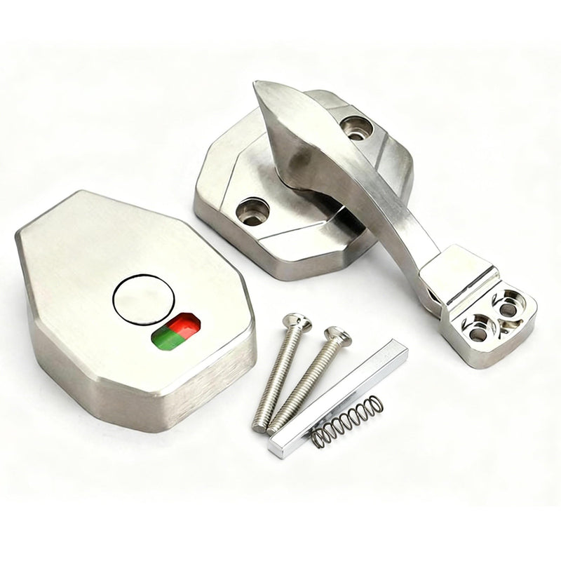 Premium Stainless Steel Toilet Partition Lock with Silent Operation - Luxury Bathroom Privacy Latch with Occupancy Indicator for Commercial and Home Use, Silver