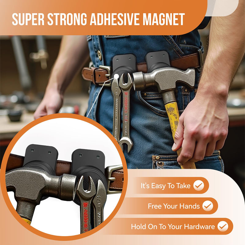Magnetic Tool Holder | Strong Magnet Clip-On Belt Holster for Wrench, Pliers, Screw Driver, Hammer, Screws, Nails, Sockets, Trowel, Drill Bit, or Any Magnetic Tool and Hardware Holder Black Belt Clip - V1